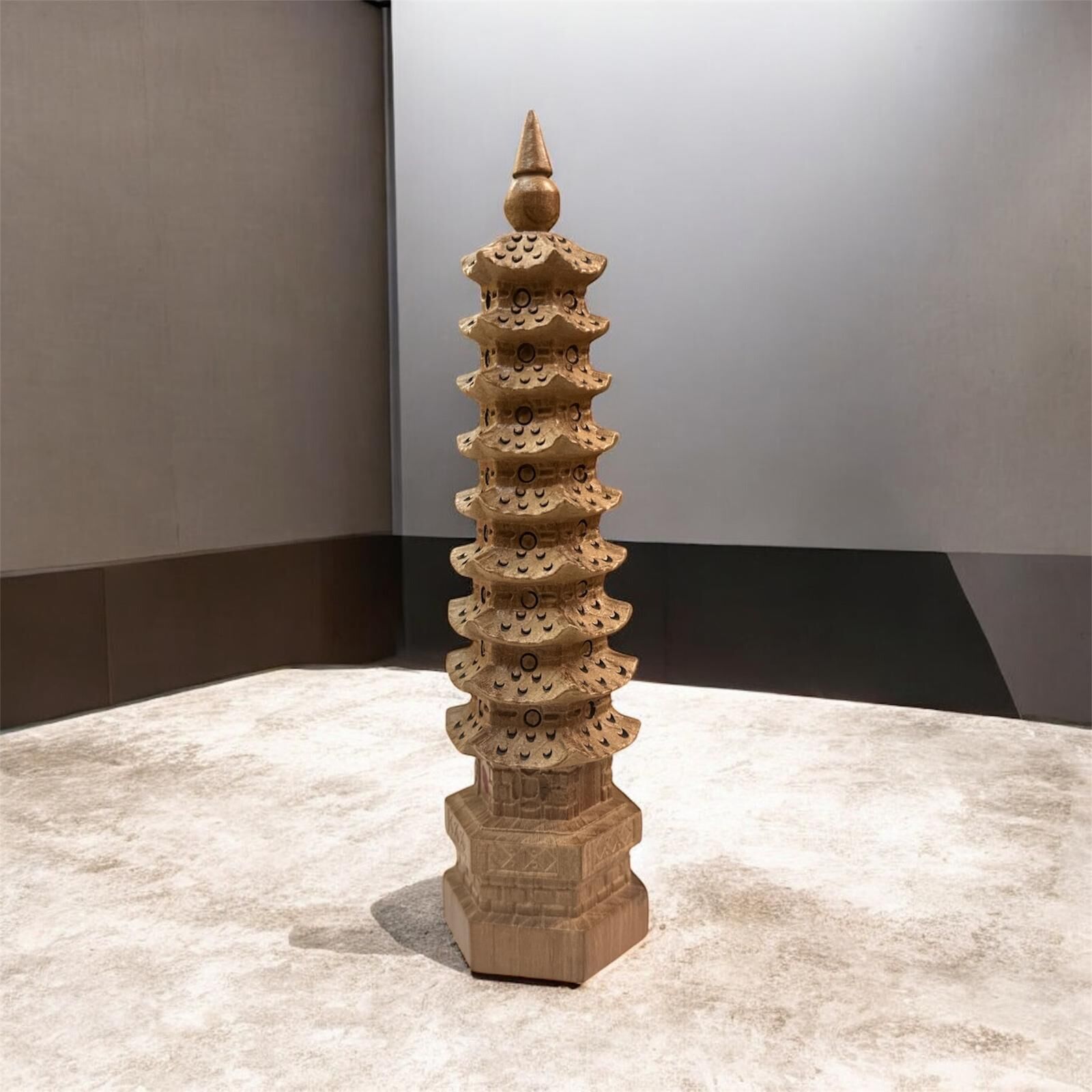 HKHF1222-036 桃木九層文昌塔(可經師傅開光) 尺寸: 19cm高 x 4.5cm闊宜擺放: 東北(文昌位) (A36)