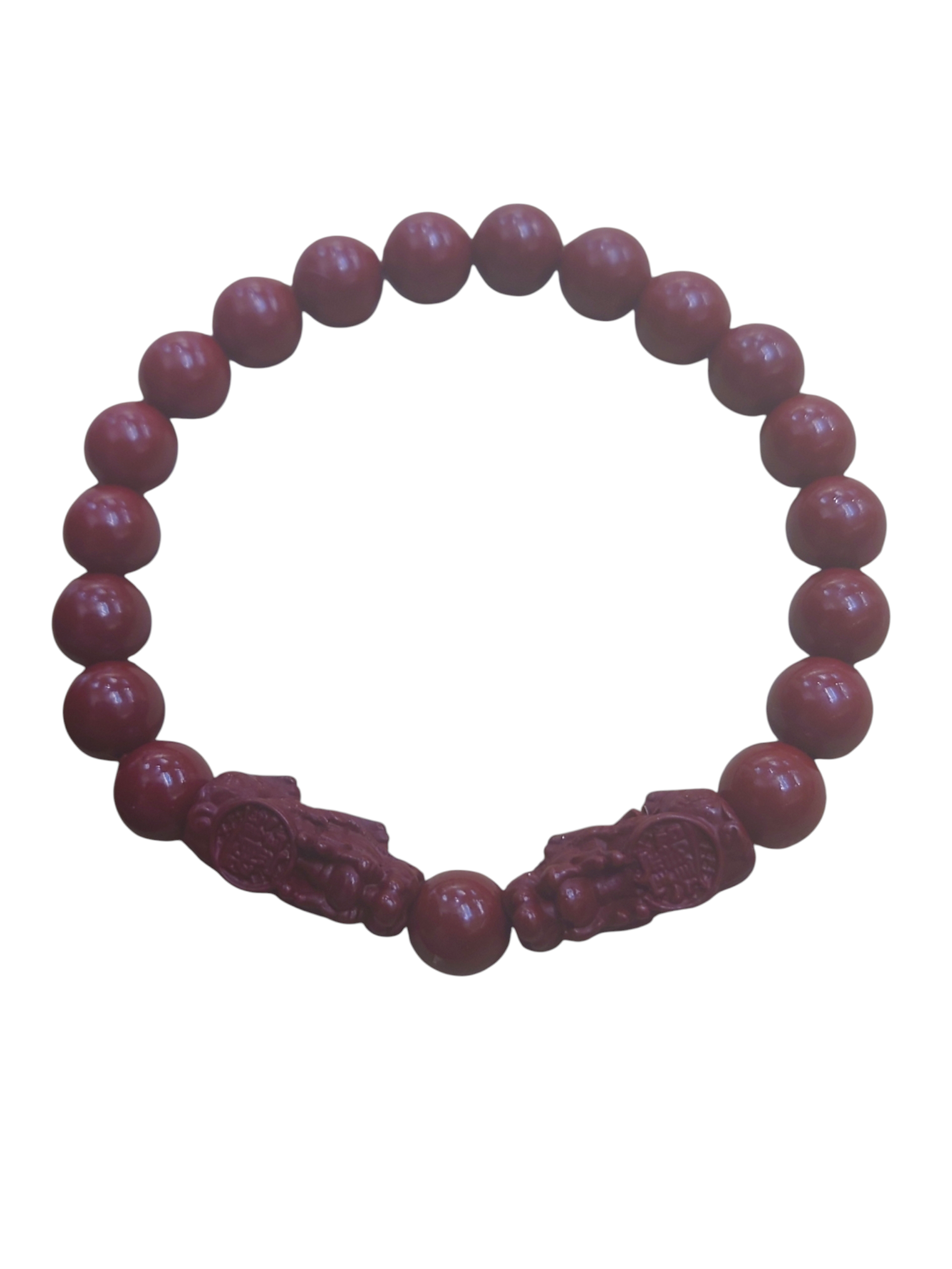 HKHF1222-030 雙貔貅硃砂8mm手串手圍16cm(經師傅開光) (A30)