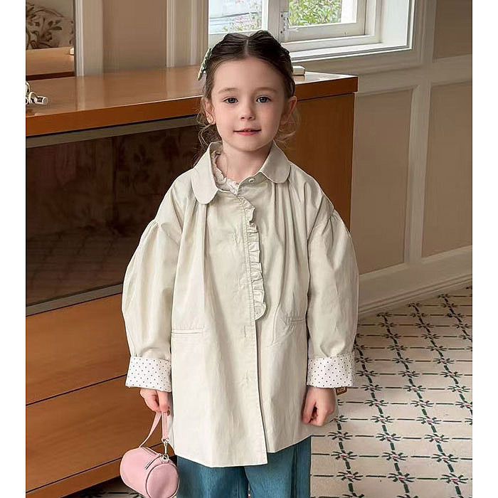 正韓春aiai 甜美點點花邊風衣外套