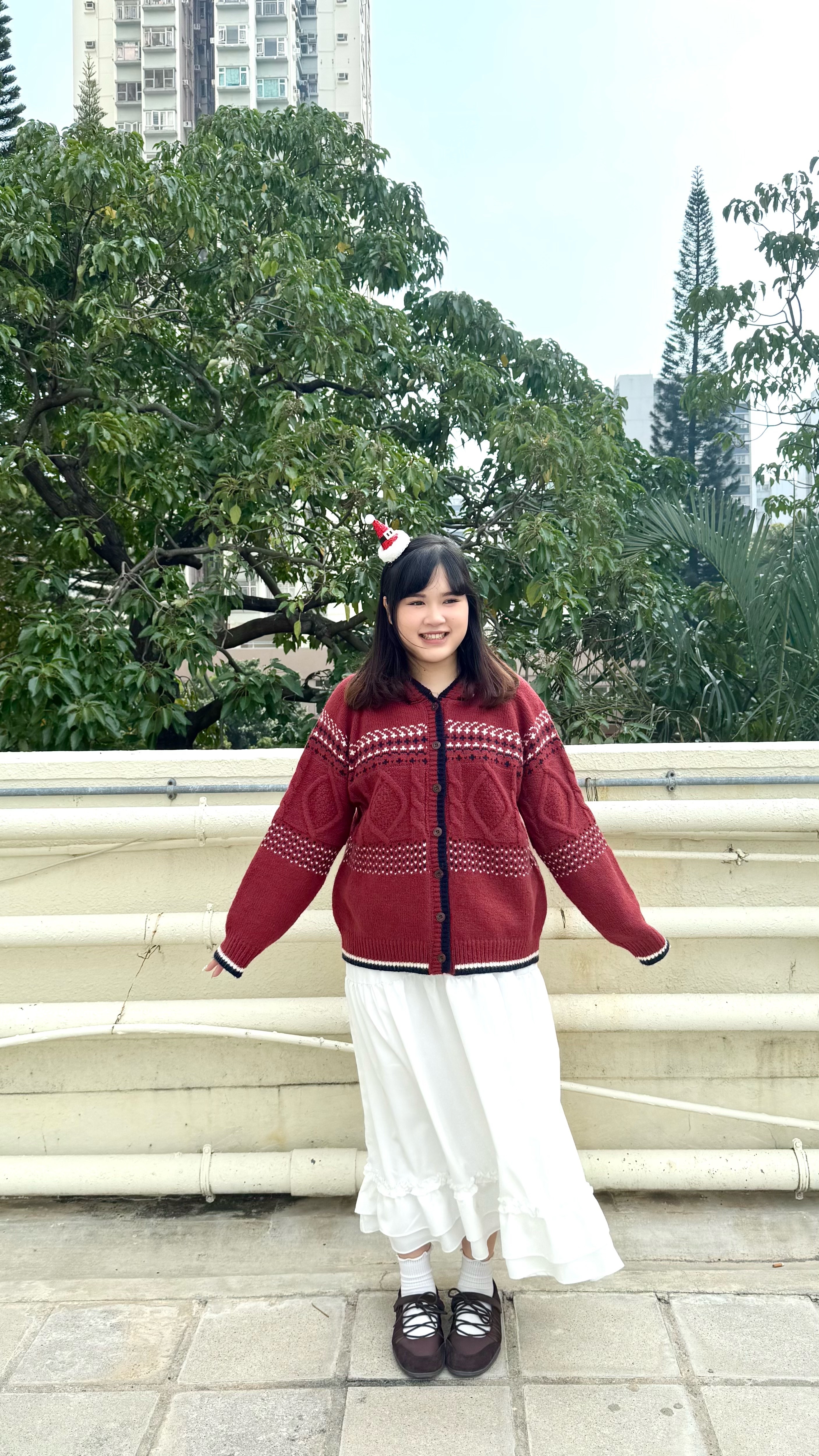 聖誕氛圍～提花冷衫有帽外套