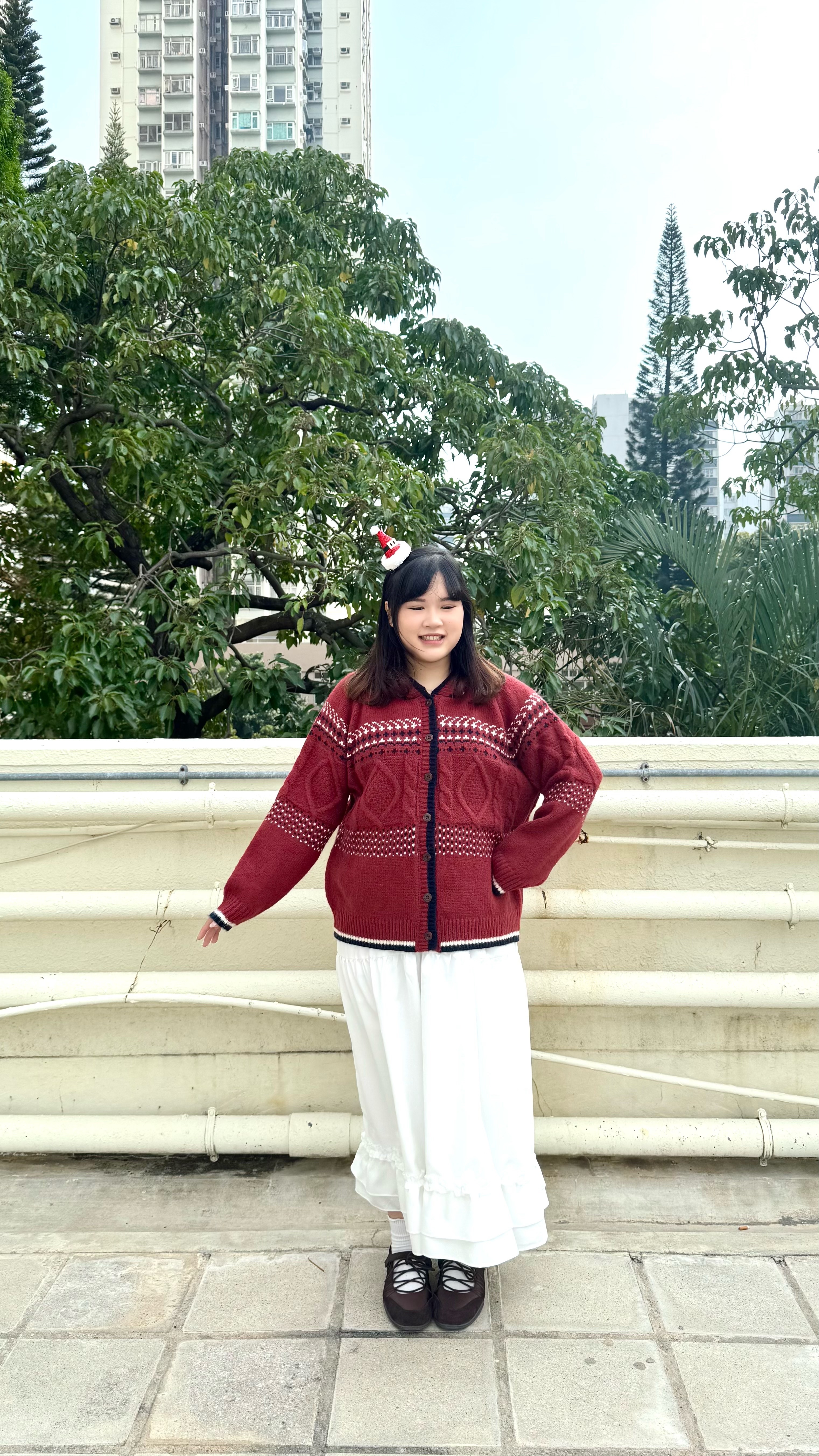 聖誕氛圍～提花冷衫有帽外套