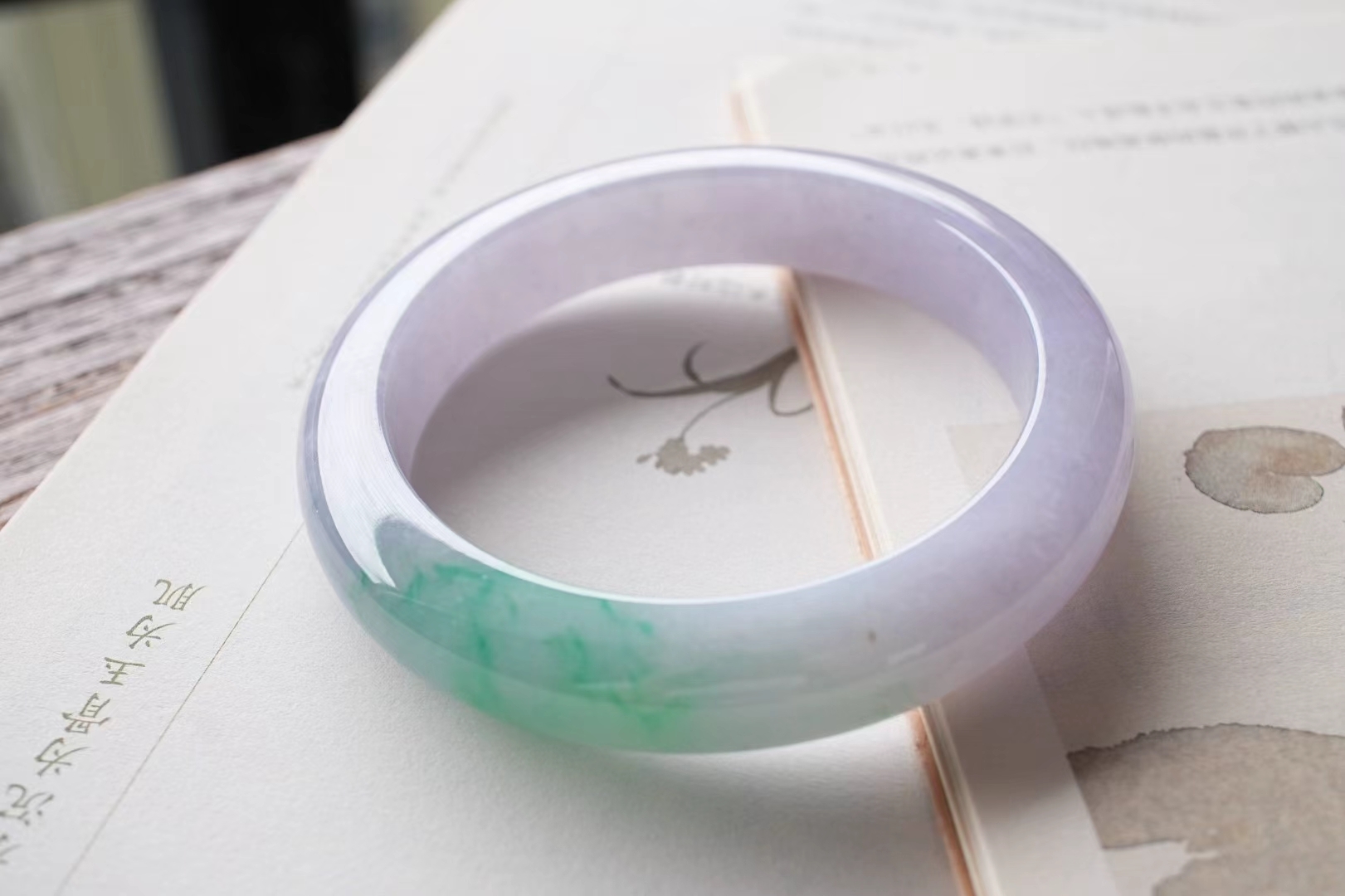 冰春帶彩翡翠正圈手鐲,天然翡翠A玉, 緬甸玉, Jade, Jadeite