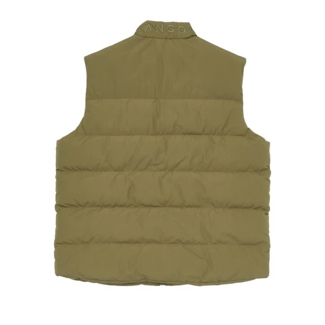 男女款 KANGOL 深卡其 英國 袋鼠 刺繡 拉鍊 保暖 鋪棉 背心【6455148030】