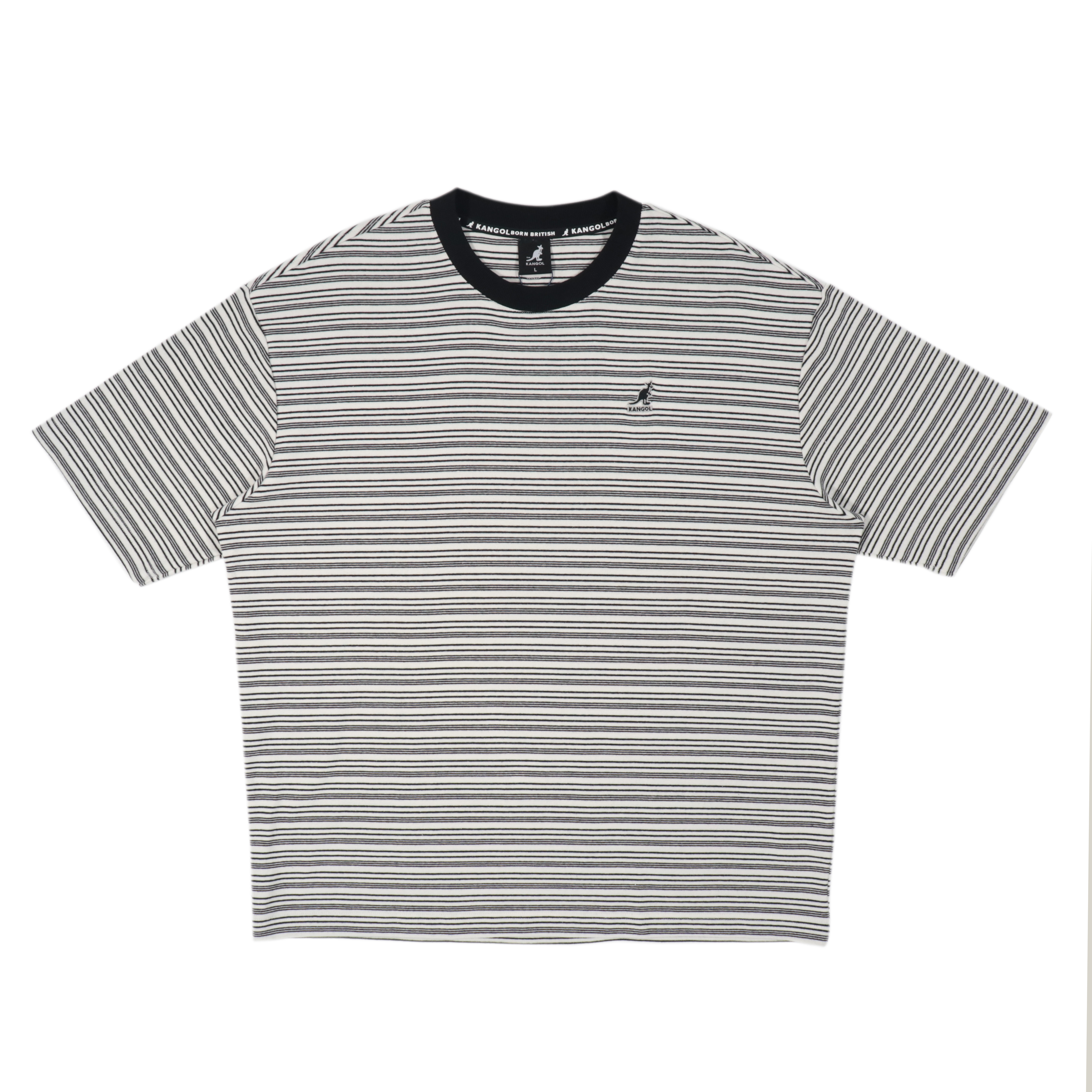 男女款 KANGOL TEE 白黑色 英國 袋鼠 休閒 經典 條紋 寬鬆 短T【6525102400】