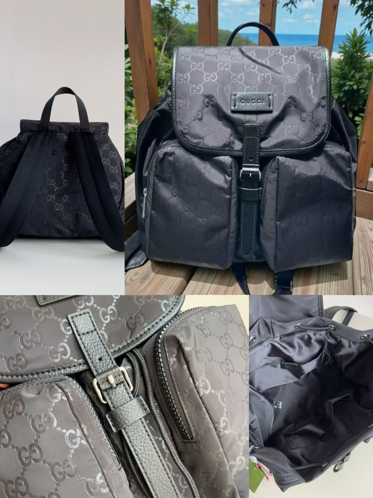 Gucci 新款雙G滿印抽繩背囊
