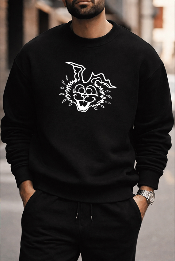 KADMAX大尺碼-大碼男瘋狂線搞兔子圖案大學TEE〈KSMS2715〉