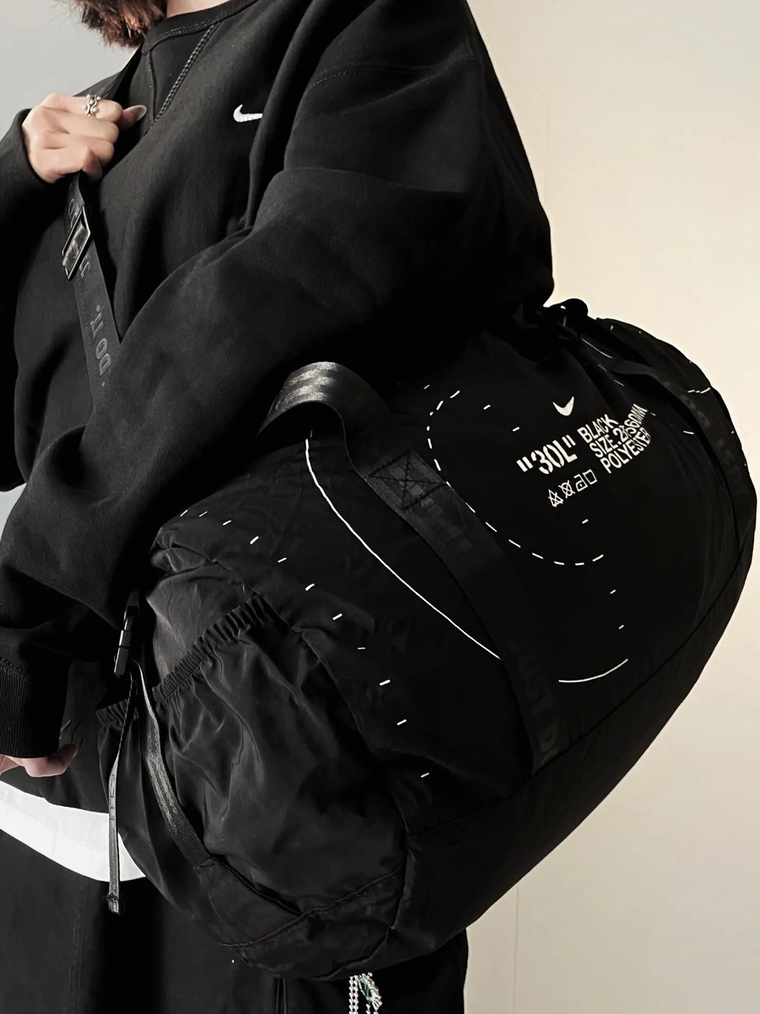 NIKE 防潑水 可折疊 托特包 行李袋 球員包 黑色 30L