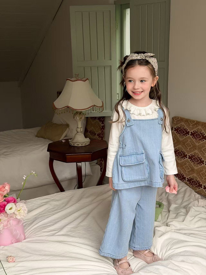 正韓春aiai 美式復古藍A字背心套裝