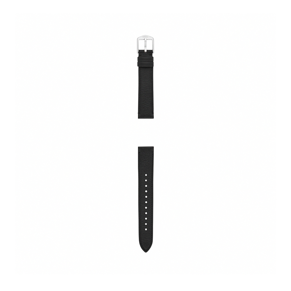 16mm LiteHide™ 銀扣黑色真皮錶帶 S161096