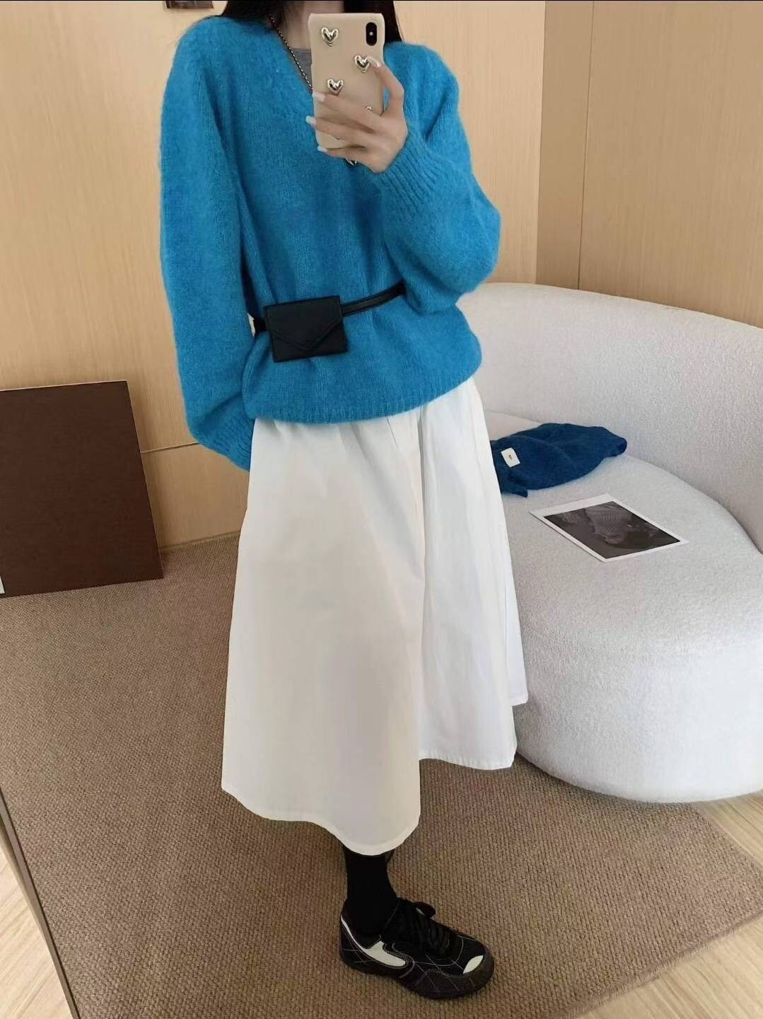 亮眼色系V領針織上衣毛衣 / 4色