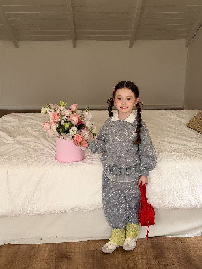 正韓春aiai 灰點點清新甜美套裝