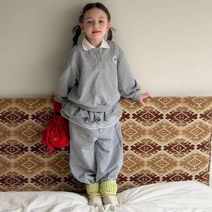 正韓春aiai 灰點點清新甜美套裝