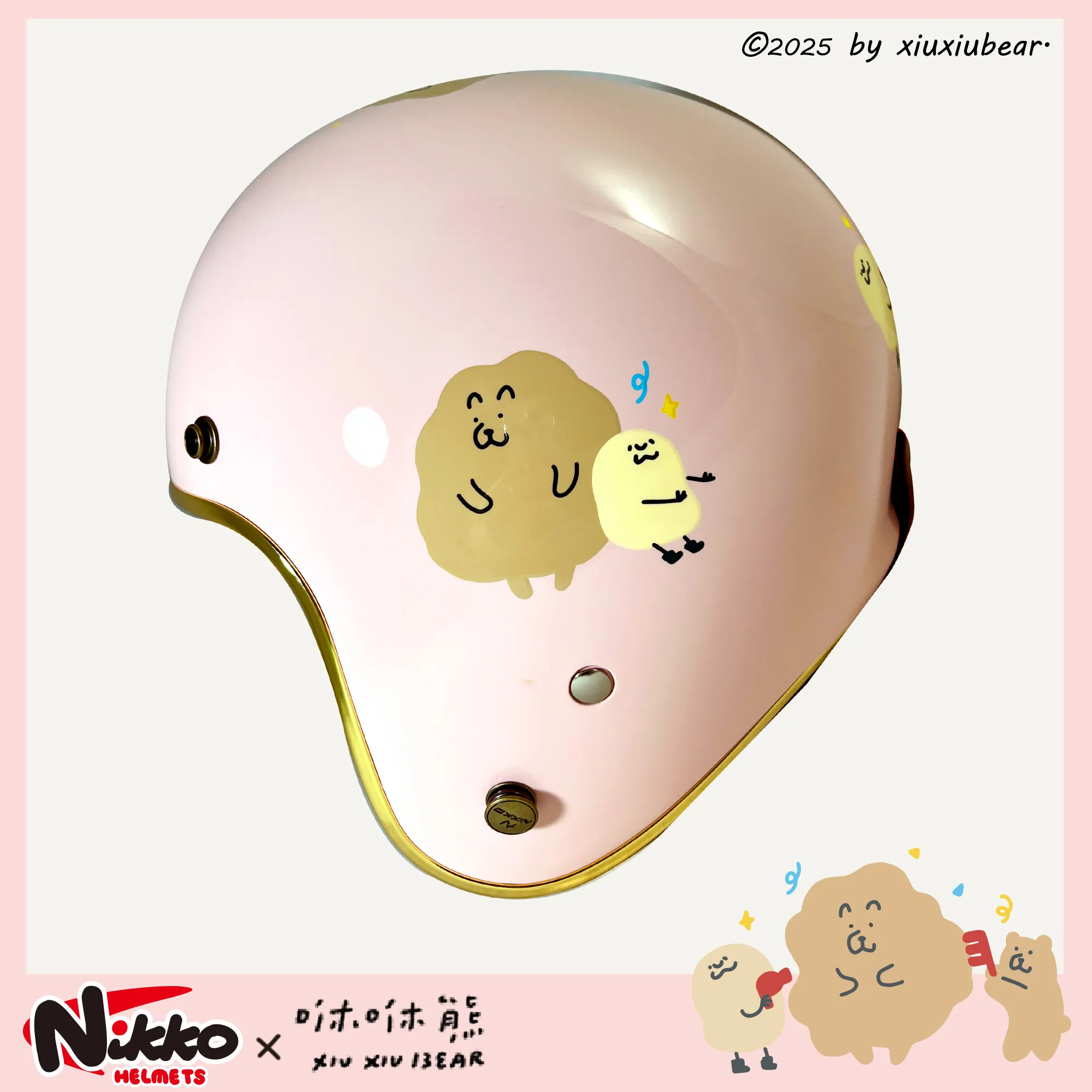 NIKKO N401 #43 泥的小捲毛熊 草莓粉紅 3/4罩帽款