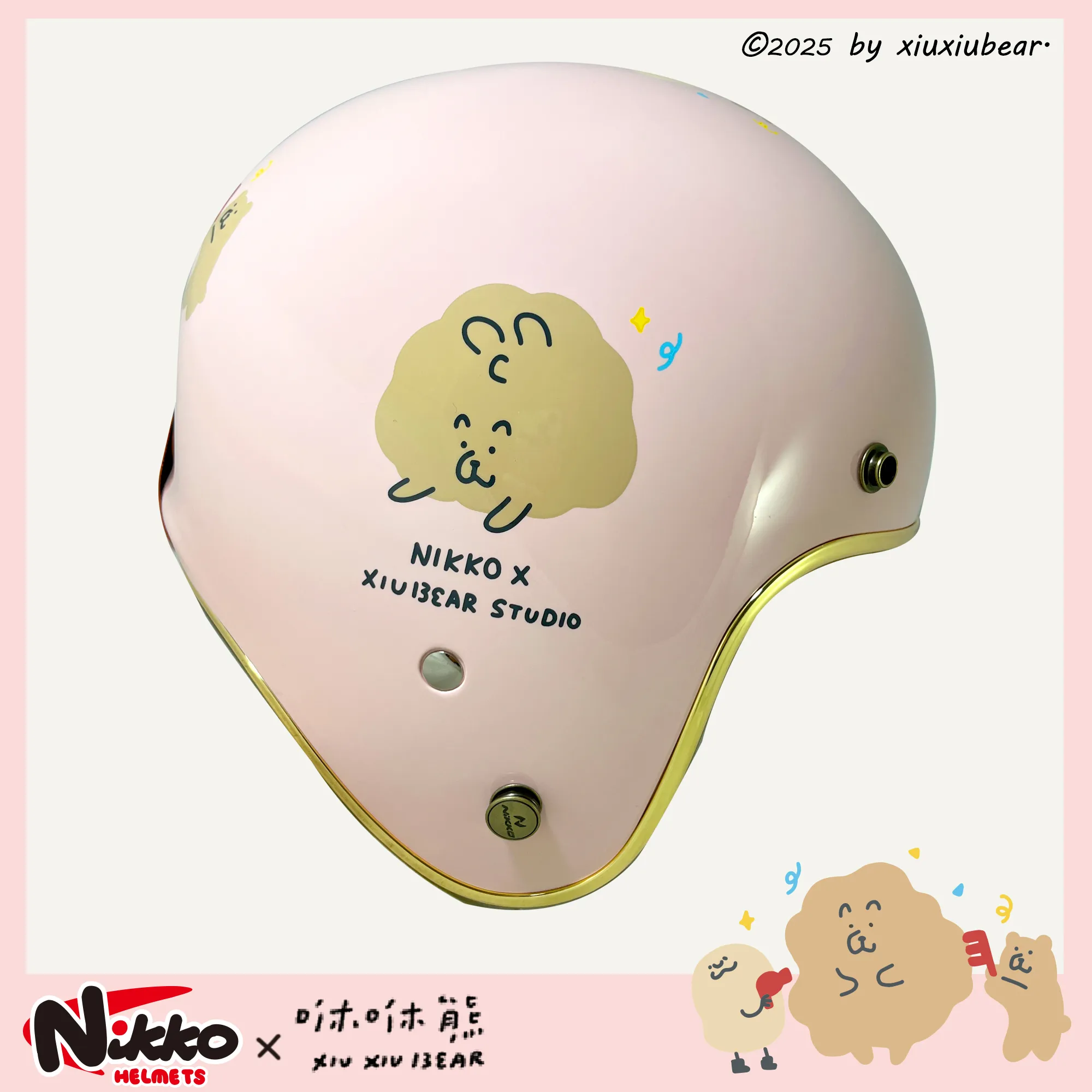 NIKKO N401 #43 泥的小捲毛熊 草莓粉紅 3/4罩帽款