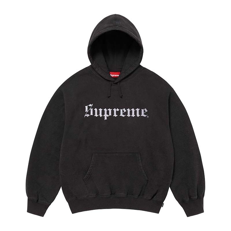 Supreme Washed Old English Hooded 黑色 連帽上衣 帽T 長袖 SUP-571 [台灣現貨]
