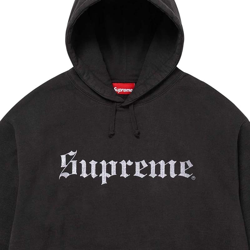 Supreme Washed Old English Hooded 黑色 連帽上衣 帽T 長袖 SUP-571 [台灣現貨]