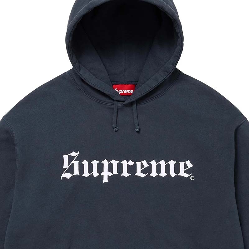 Supreme Washed Old English Hooded 深藍色 連帽上衣 帽T 長袖 SUP-570 [台灣現貨]