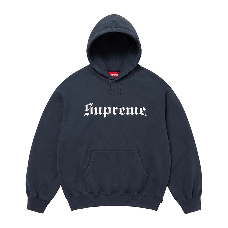 Supreme Washed Old English Hooded 深藍色 連帽上衣 帽T 長袖 SUP-570 [台灣現貨]