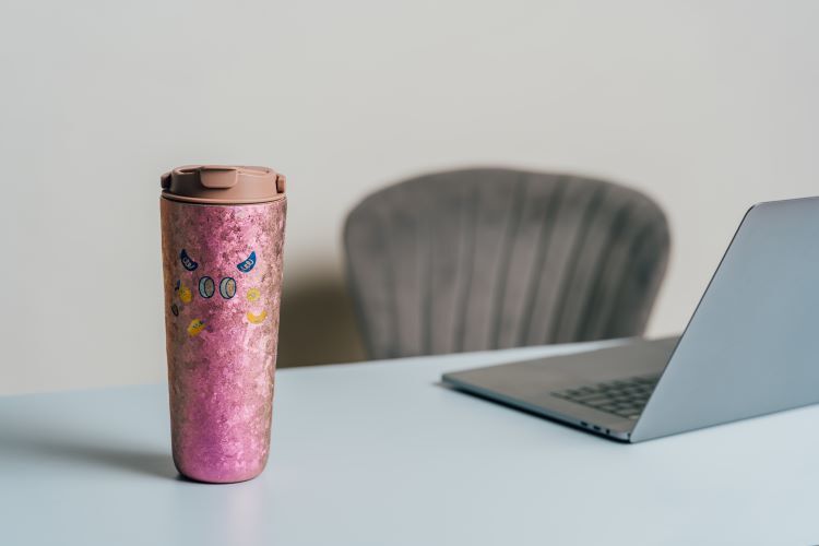 純鈦跳跳杯｜鈦微雕系列｜Sakurara さくらら桑Ｘ玫瑰豆沙蓋