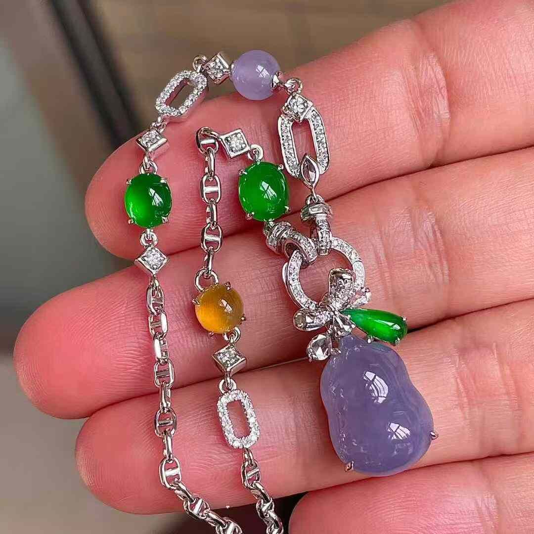 12185512 翡翠冰種紫羅蘭福瓜項鏈