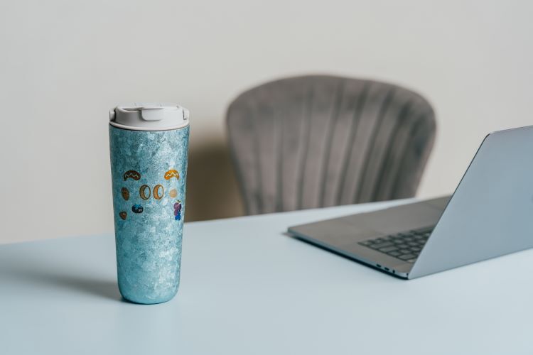 純鈦跳跳杯｜鈦微雕系列｜blank ブランク桑Ｘ雲霧灰蓋