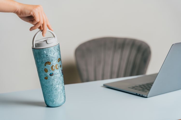 純鈦跳跳杯｜鈦微雕系列｜blank ブランク桑Ｘ雲霧灰蓋