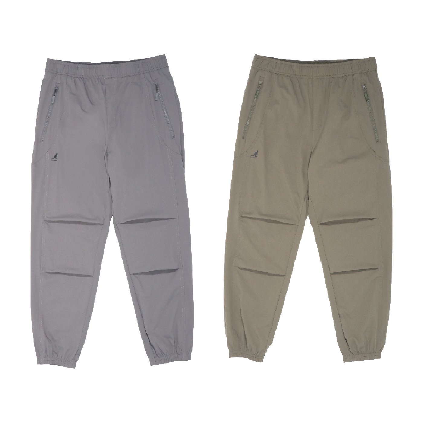 男女款 KANGOL PANTS 灰色 綠色 英國 袋鼠 休閒 中性 打摺 拉鍊 剪接 休閒褲 長褲【65251544】