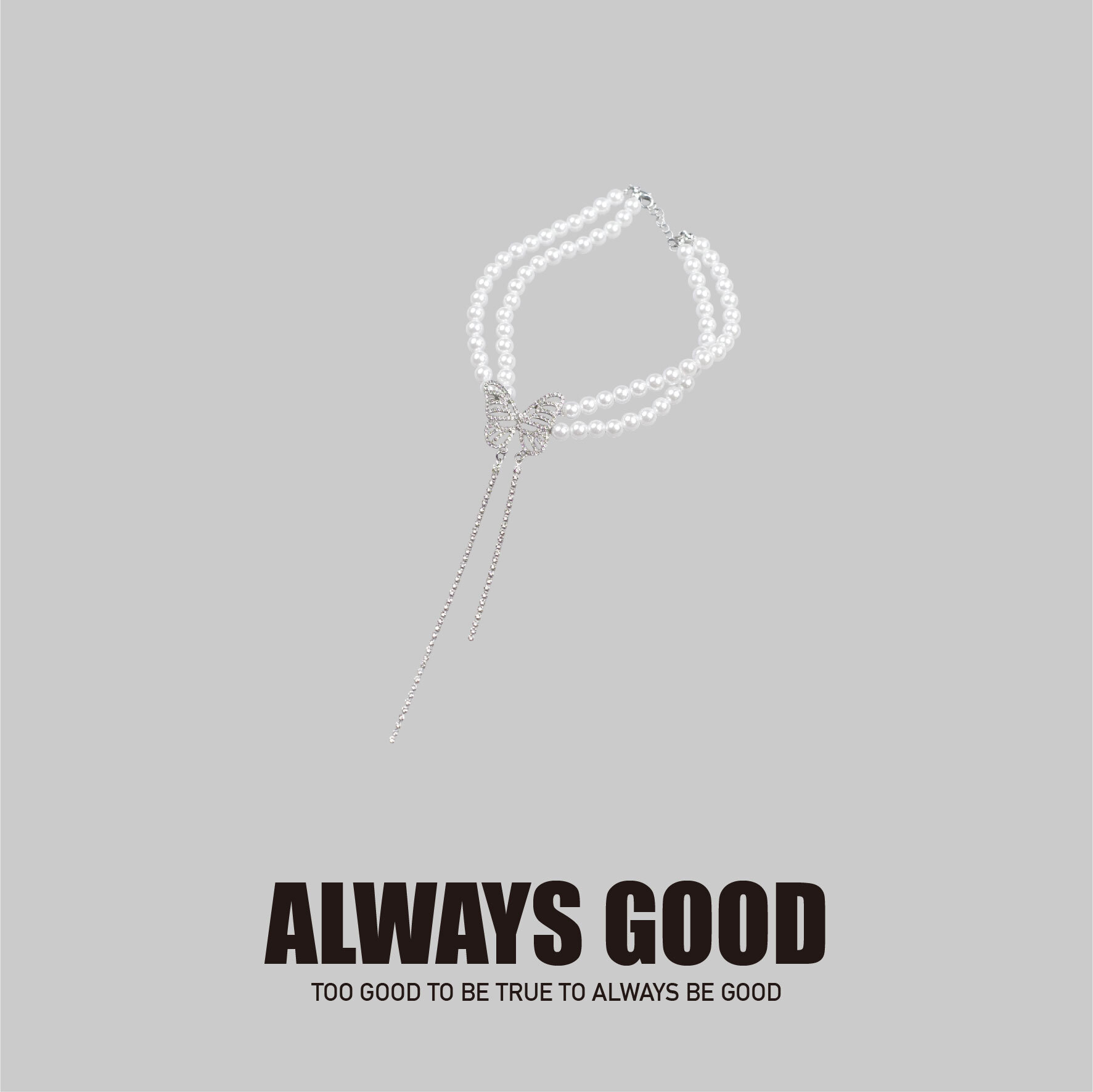 『Always_Good』蝴蝶墜飾 珍珠 項鍊