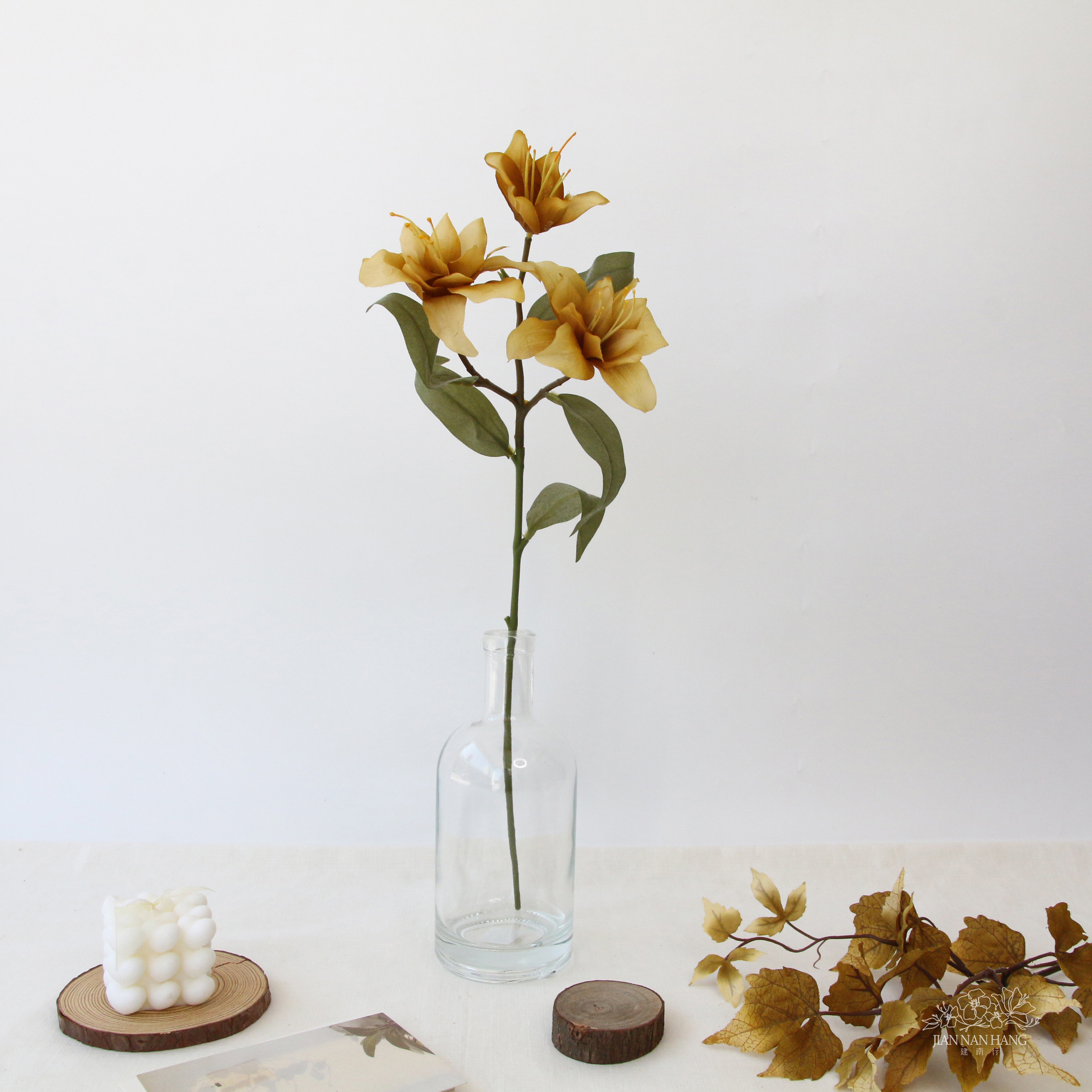 人造花Clair環保再生系列-重瓣百合 淺黃