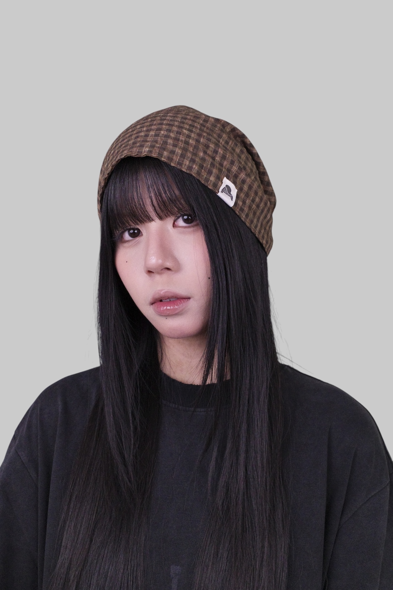 『Always_Good』格紋 雙面戴 綁帶 堆堆帽