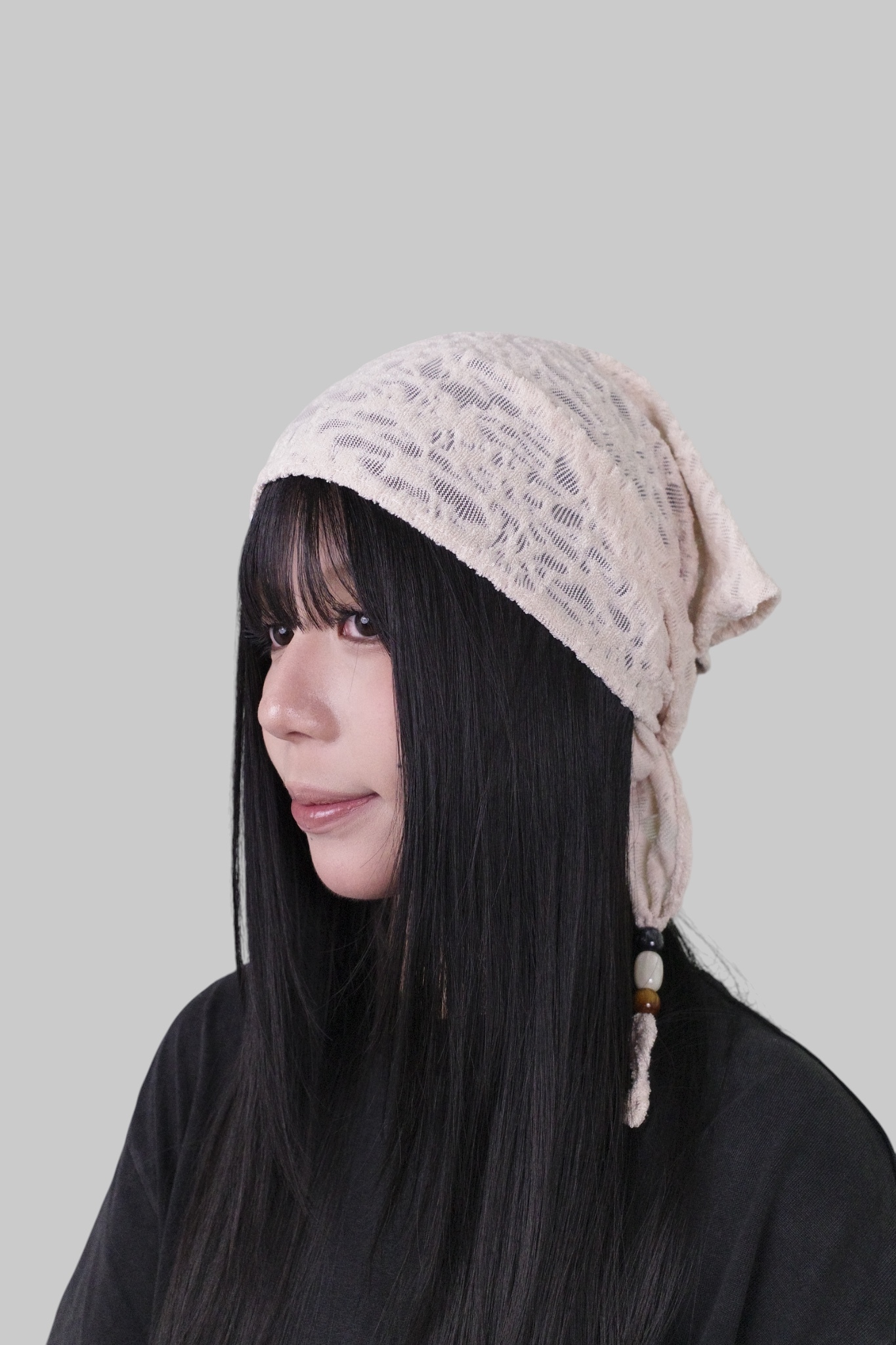 『Always_Good』透膚 木珠 三角 頭巾