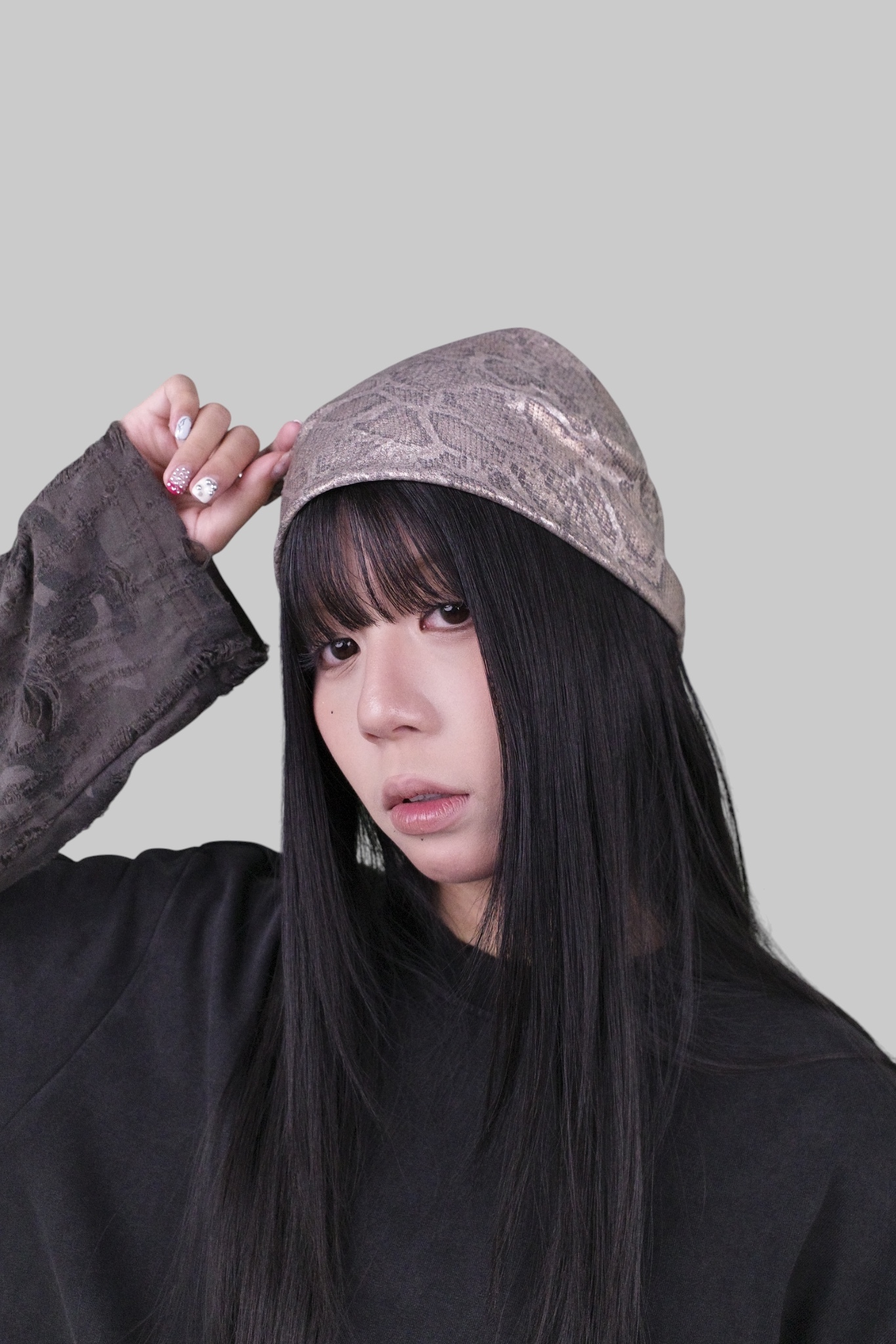 『Always_Good』Y2K 蛇紋 頭巾