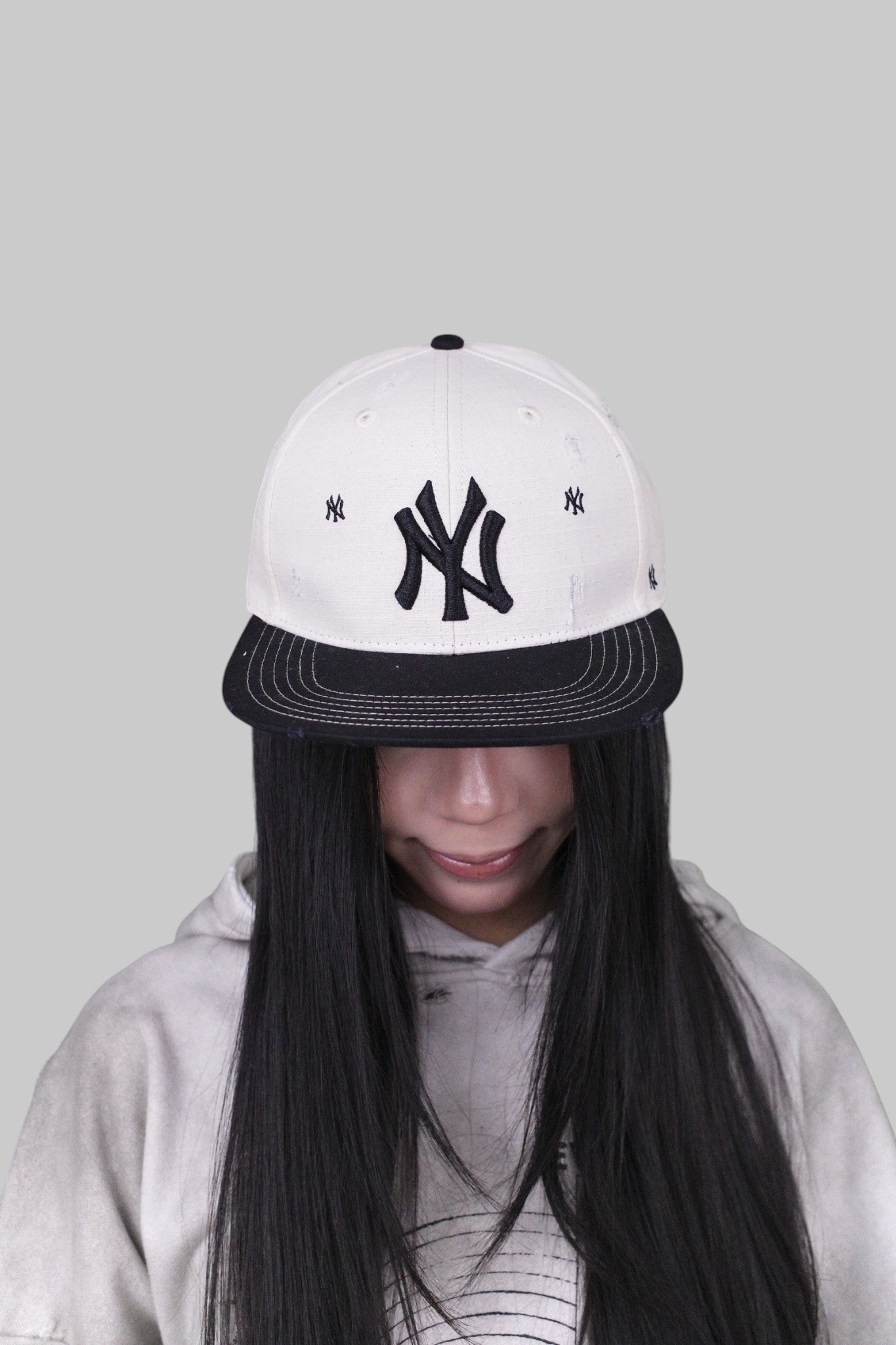 『Always_Good』翻玩NY 刷破 拼接皮革 棒球帽