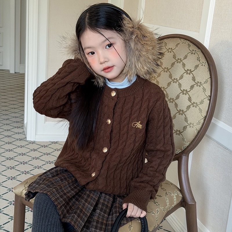 兩色麻花針織外套