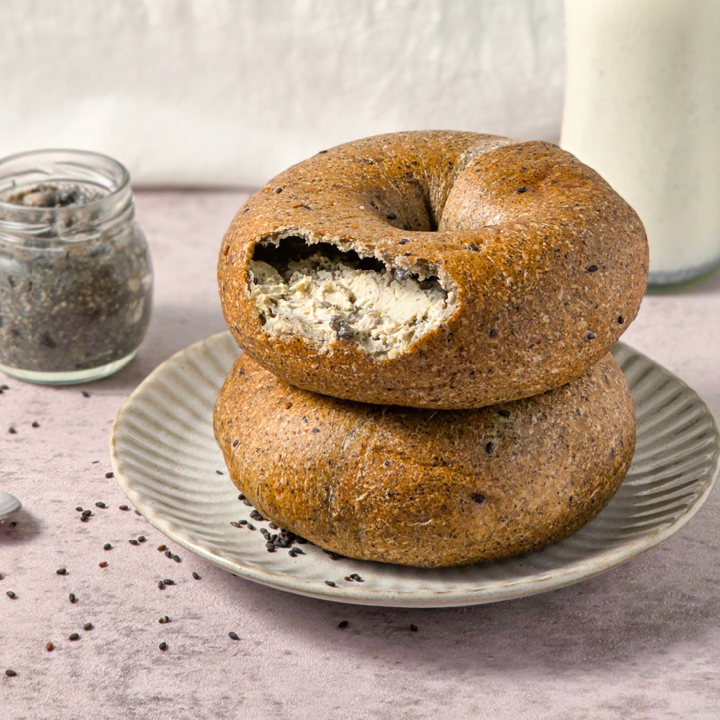 大理石黑芝麻乳酪貝果3入