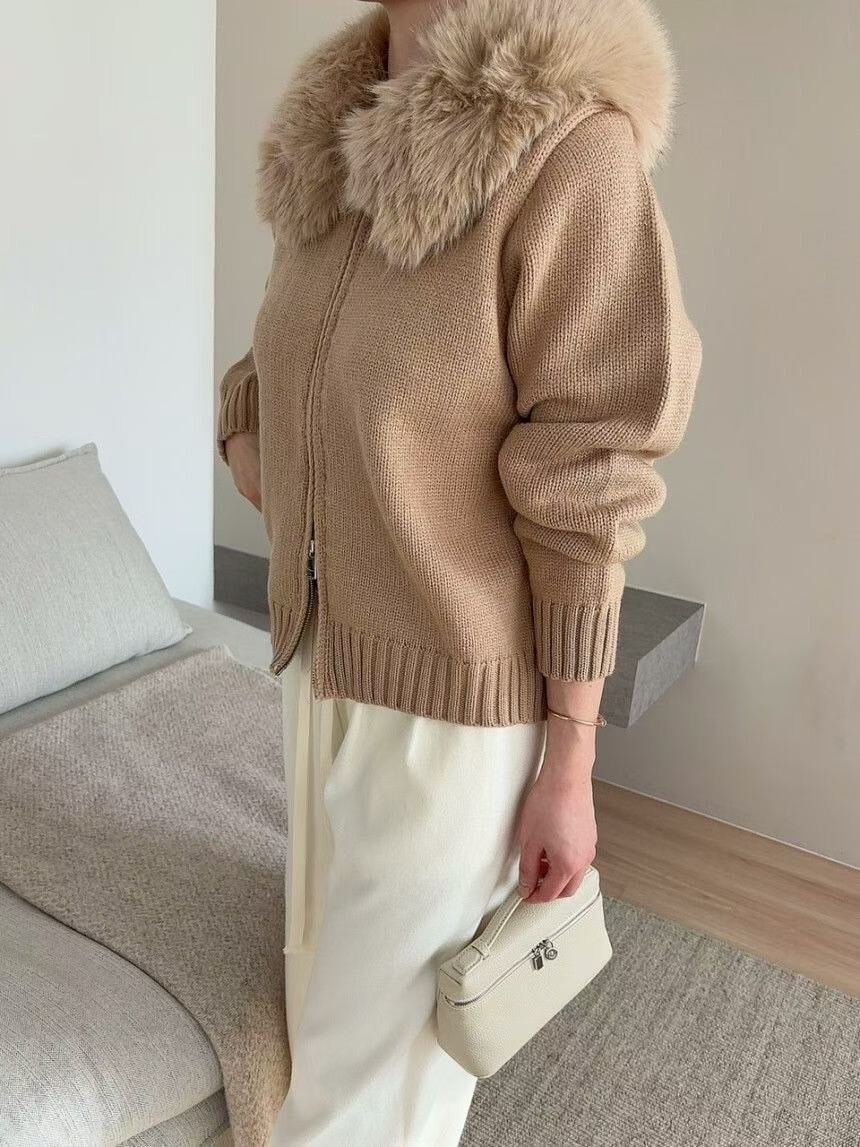 同色系毛領連帽造型拉鍊外套 / 3色