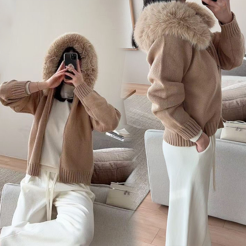 同色系毛領連帽造型拉鍊外套 / 3色