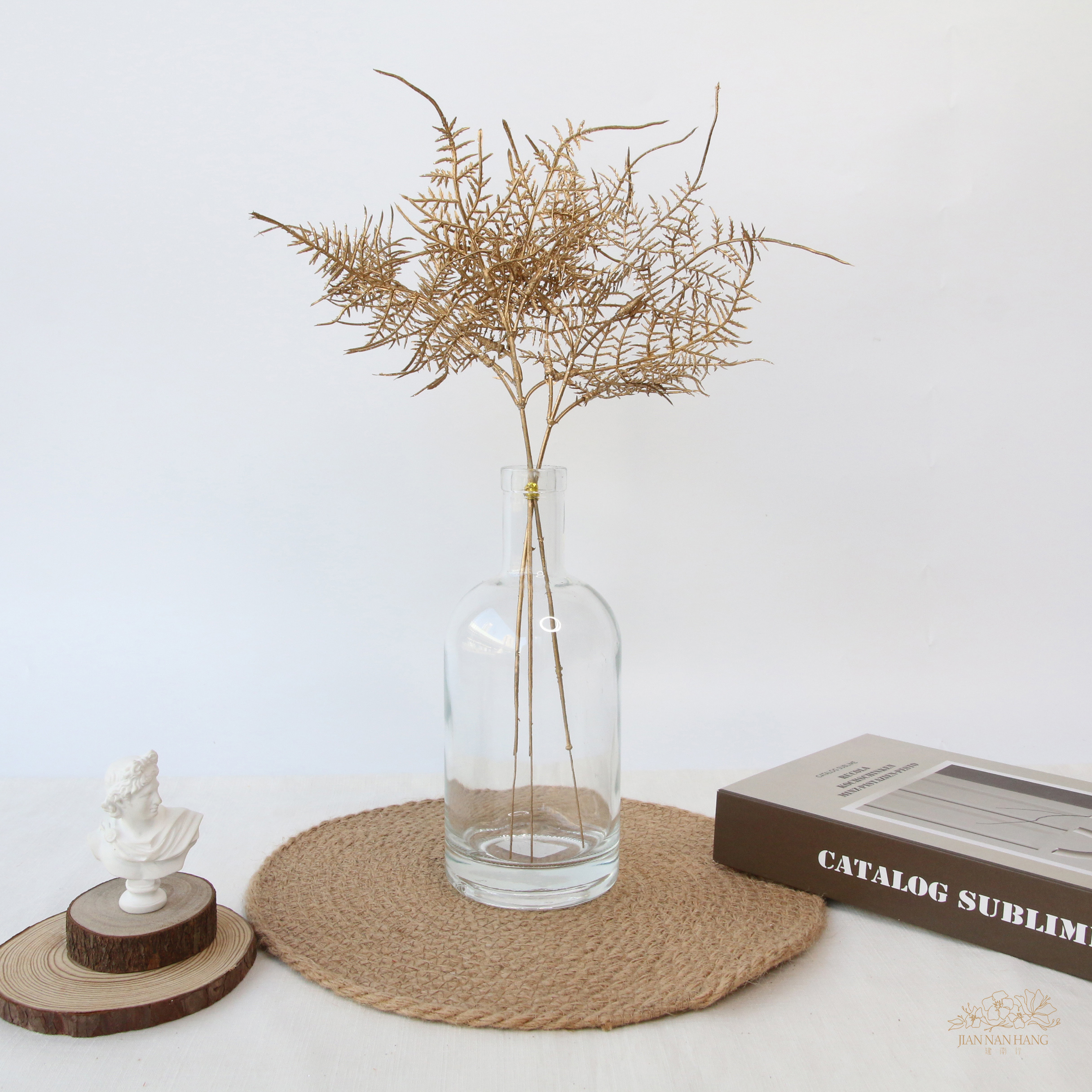 人造葉 蘆筍葉束 金色