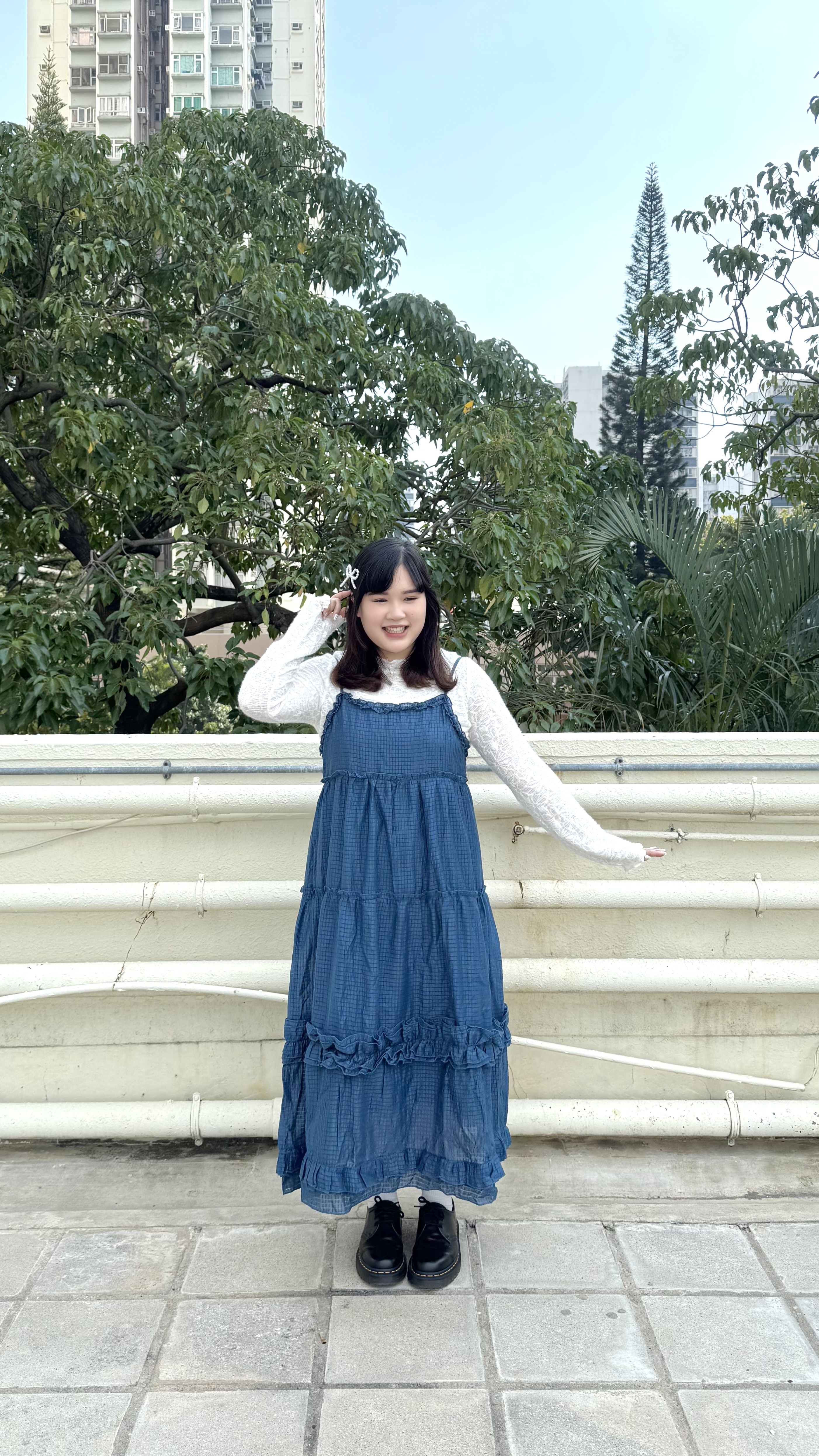 花邊暗格紋蛋糕吊帶OPS