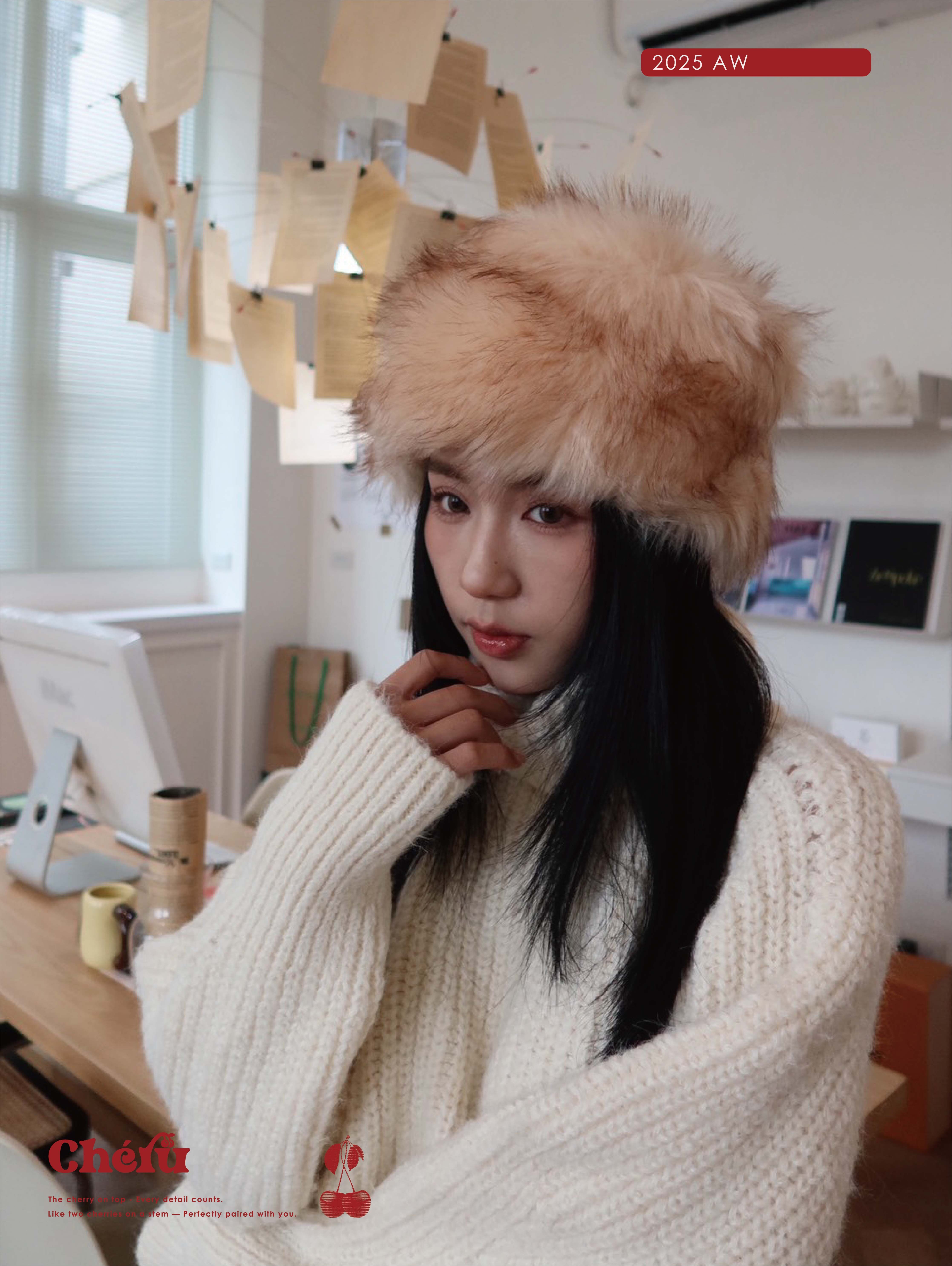 高級感仿貂毛帽 三色