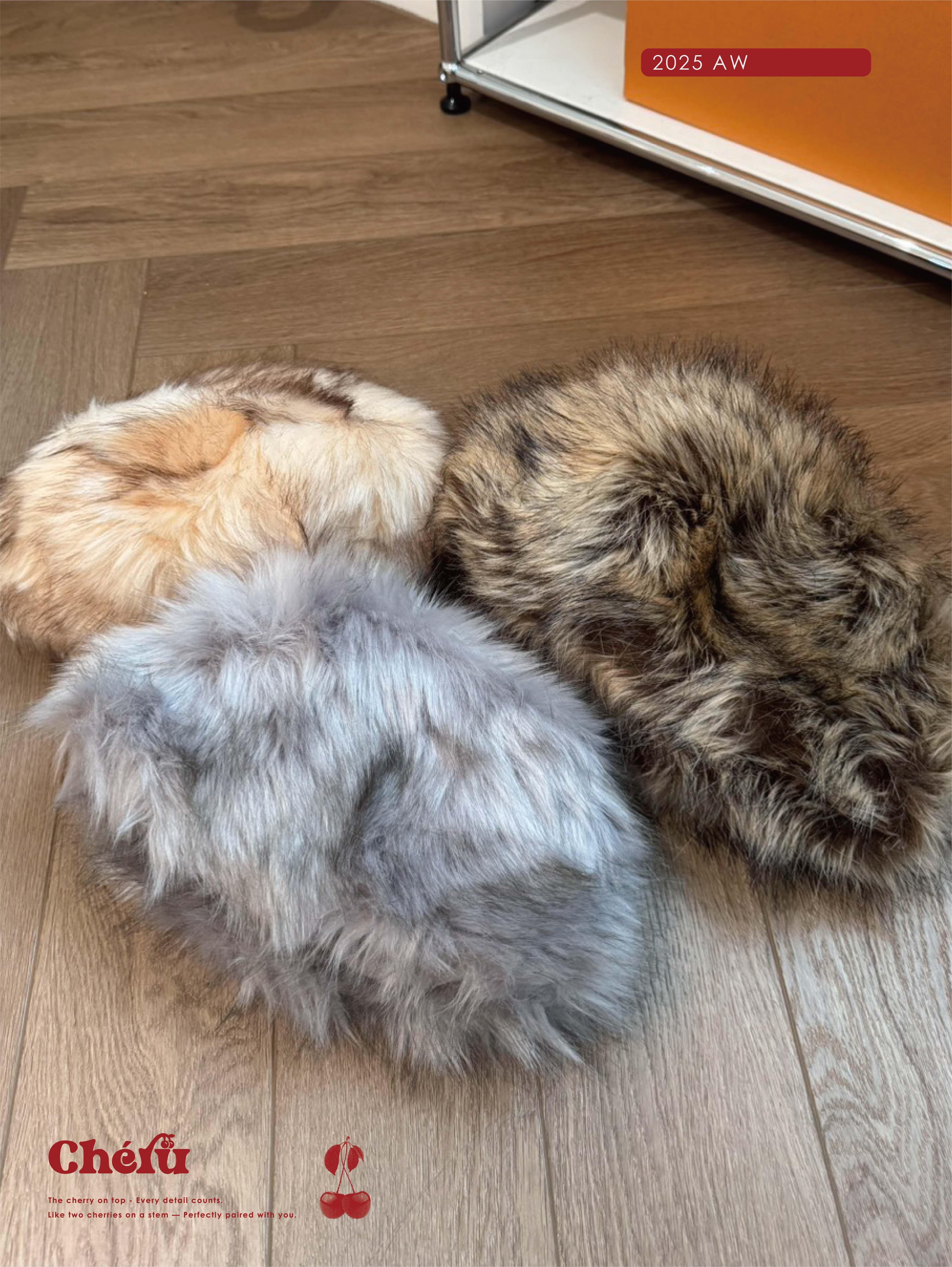 高級感仿貂毛帽 三色