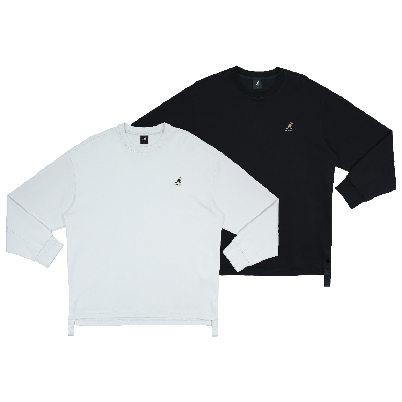 男女款 KANGOL TEE 灰色 黑色 英國 袋鼠 中性 側開岔 長T 大學T【65551001】