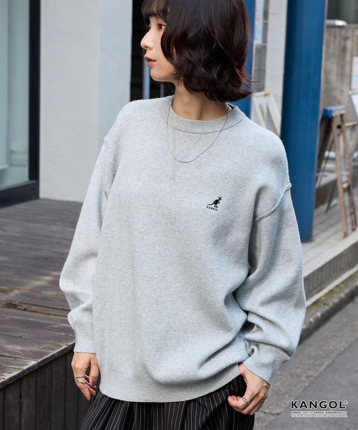 #預購 KANGOL 刺繡圓領針織套頭衫 兩色