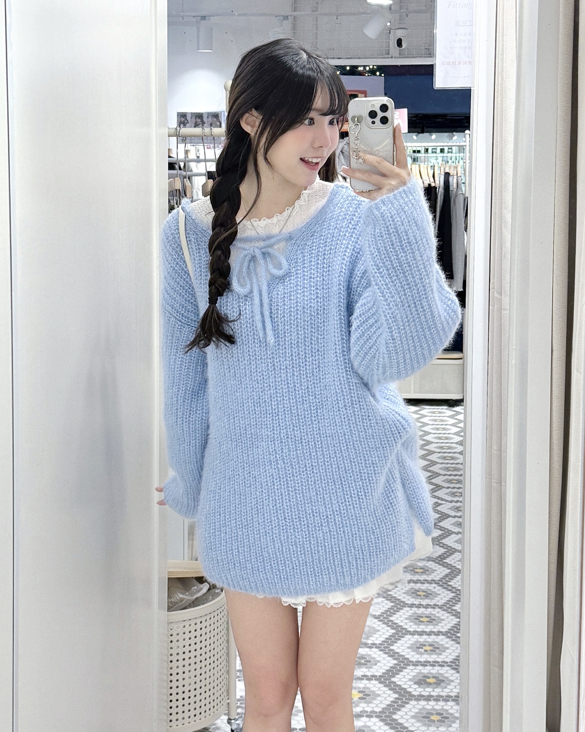 （停產） JP1145｜日本直送！2ways閃閃感綁帶V領OVERSIZE針織毛衣 ྀི.𖥔 ݁ ˖