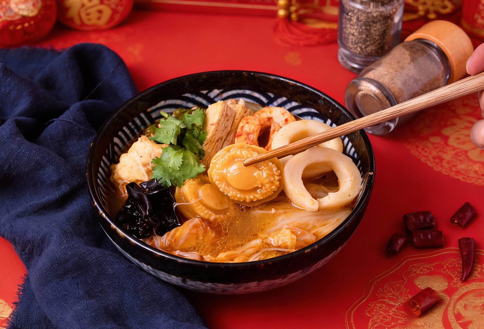 沙茶海鮮鍋豐富配料細節圖 - 巧食家