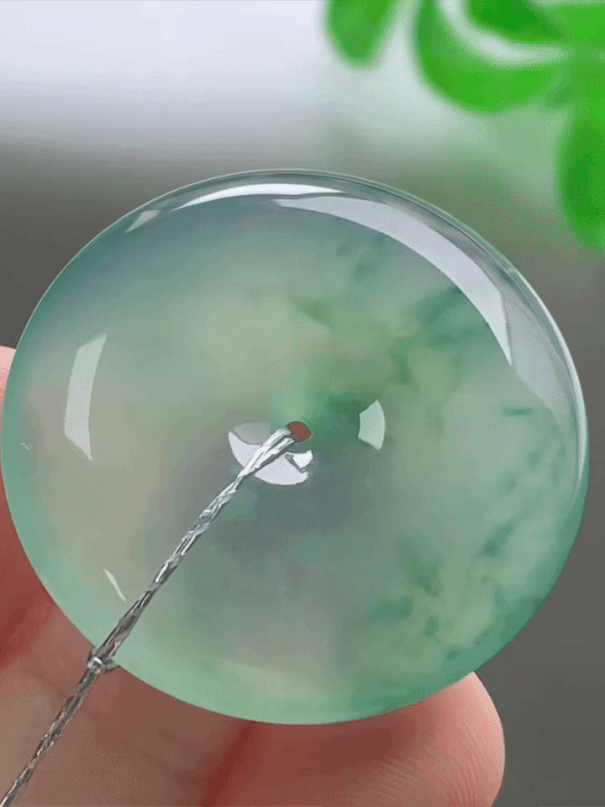 1218416 翡翠冰晴飄花平安扣 (31mm直徑)