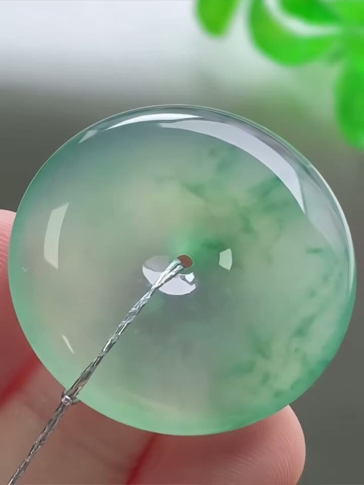 翡翠冰晴飄花平安扣 (31mm直徑),天然翡翠A玉, 緬甸玉, Jade, Jadeite