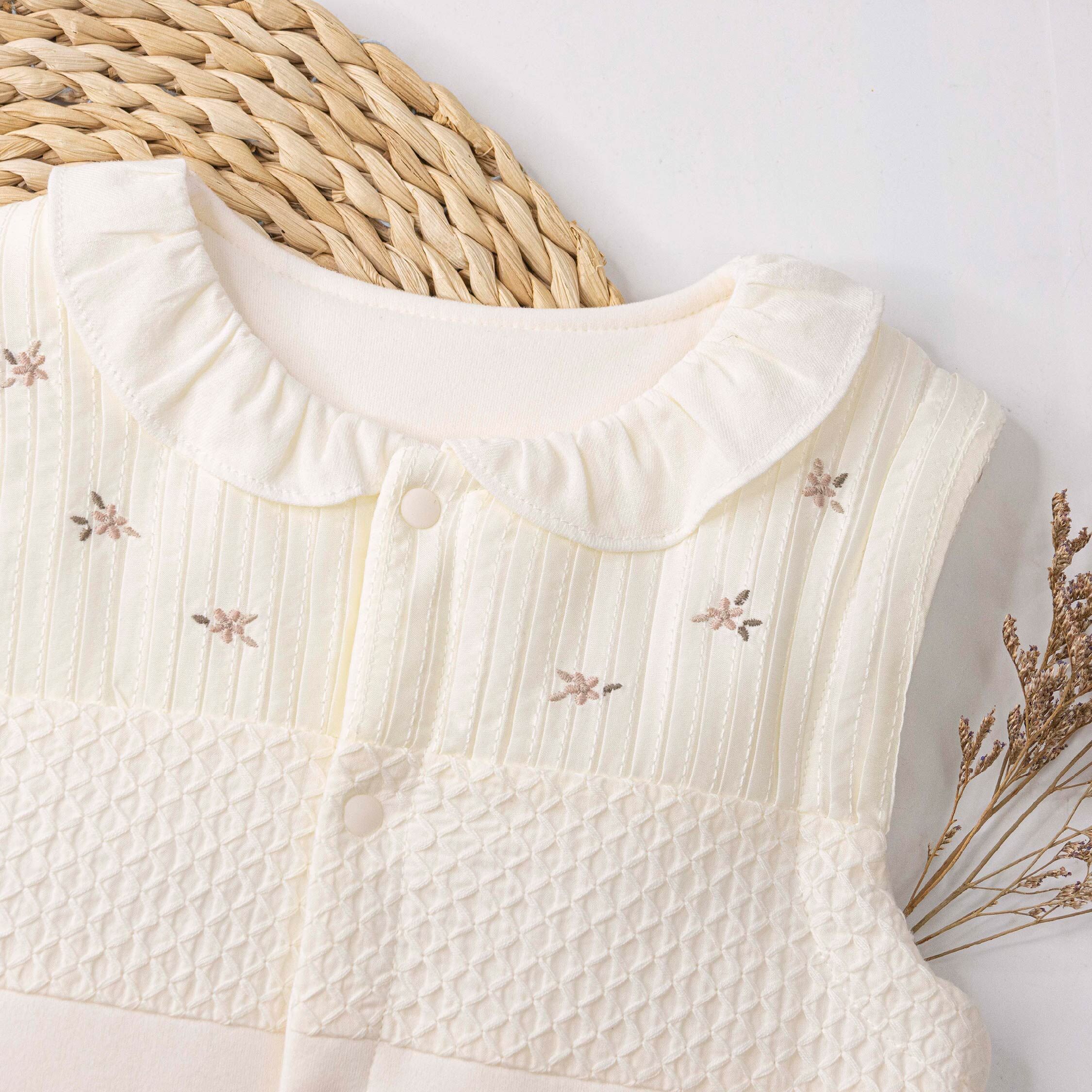 純淨系列【T3130】小花朵百褶設計鋪棉背心