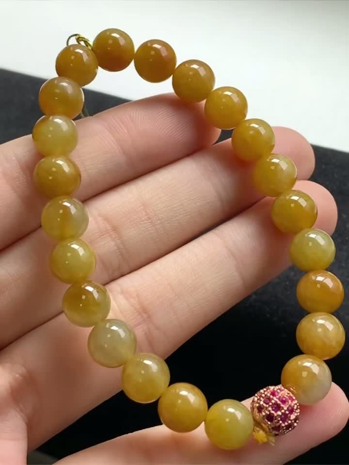 1218417 翡翠黃翡圓珠手串 (8.3mm直徑)