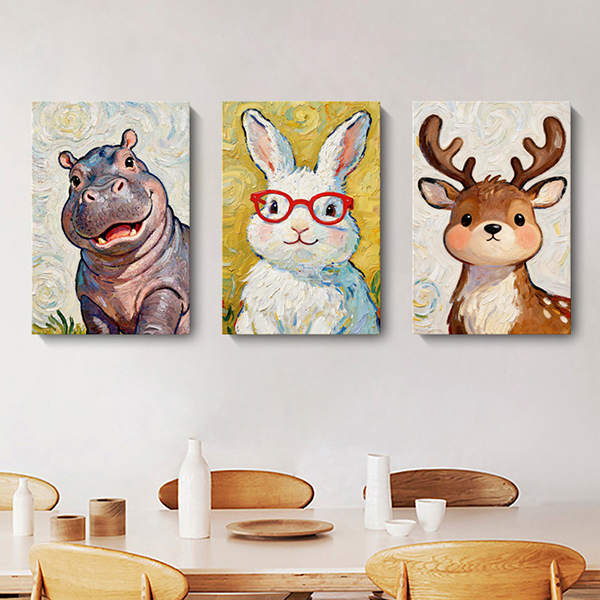 暖陽童話動物無框掛畫